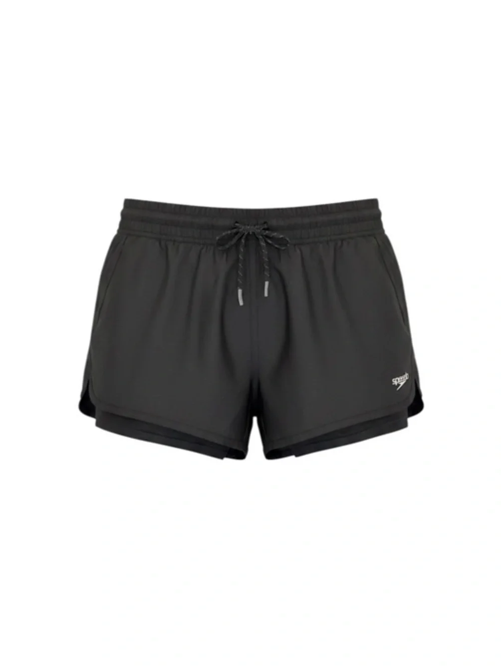 Speedo Women’s 14 Gym2Pool 2-in-1 Run Swim Shorts Black Built In Liner Pockets